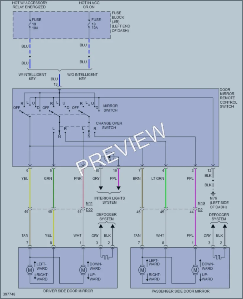 2013 Nissan JUKE Power Mirrors wiring diagram preview