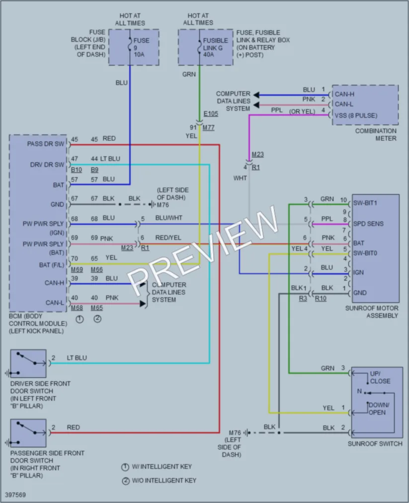 2013 Nissan JUKE Power Top Sunroof wiring diagram preview