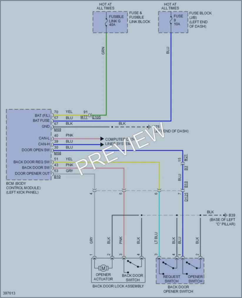 2013 Nissan JUKE Trunk Tailgate Fuel Door wiring diagram preview