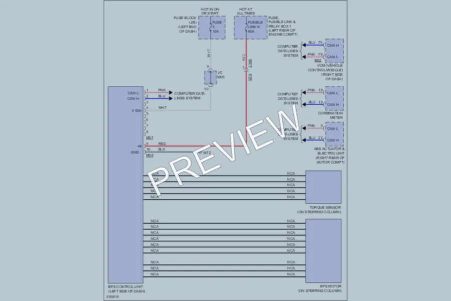 2013 Nissan LEAF Electronic Power Steering wiring diagram preview