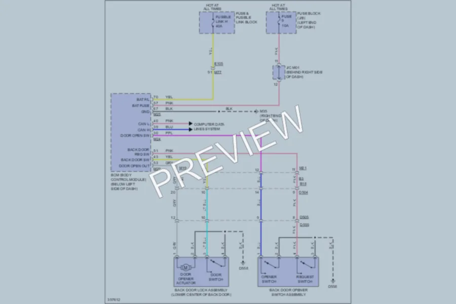 2013 Nissan LEAF Trunk Tailgate Fuel Door wiring diagram preview