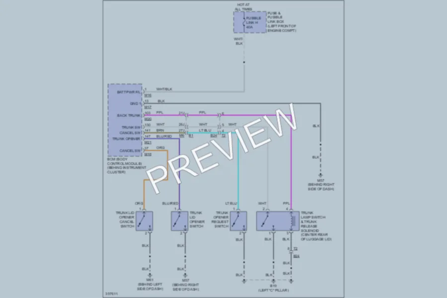 2013 Nissan Maxima Trunk Tailgate Fuel Door wiring diagram preview