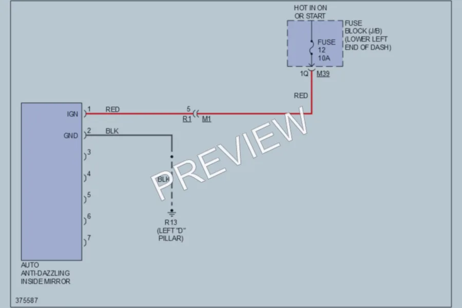 2013 Nissan NV1500 Power Mirrors wiring diagram preview