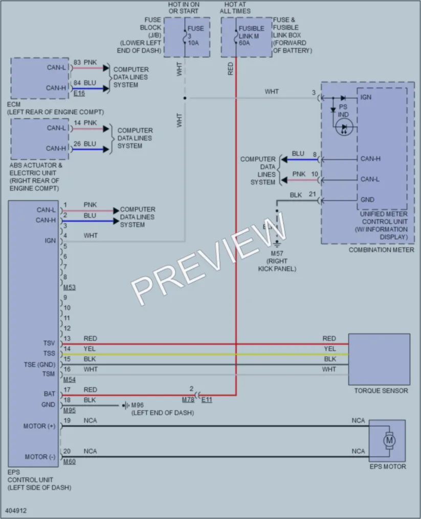 2013 Nissan NV200 Electronic Power Steering wiring diagram preview