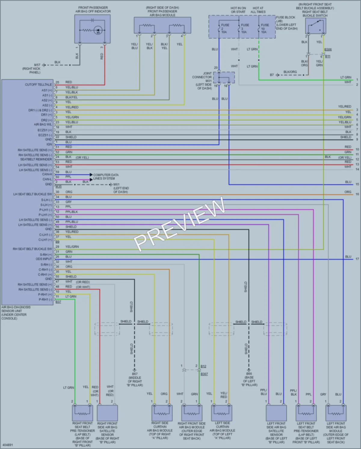 2013 Nissan NV200 Supplemental Restraints wiring diagram preview
