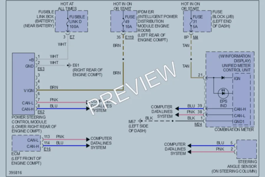 2013 Nissan Pathfinder Electronic Power Steering wiring diagram preview