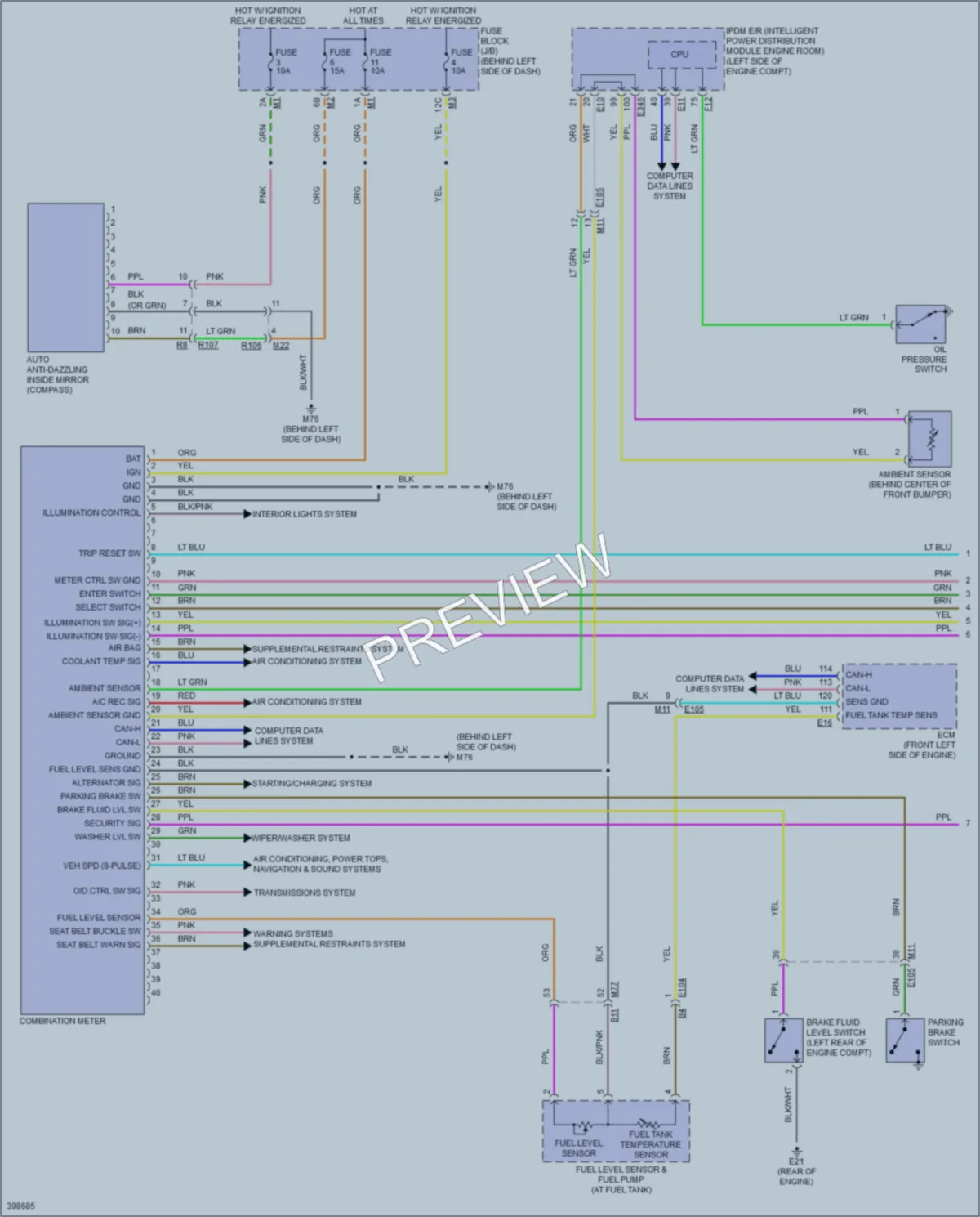 2013 Nissan Quest Instrument Cluster wiring diagram preview