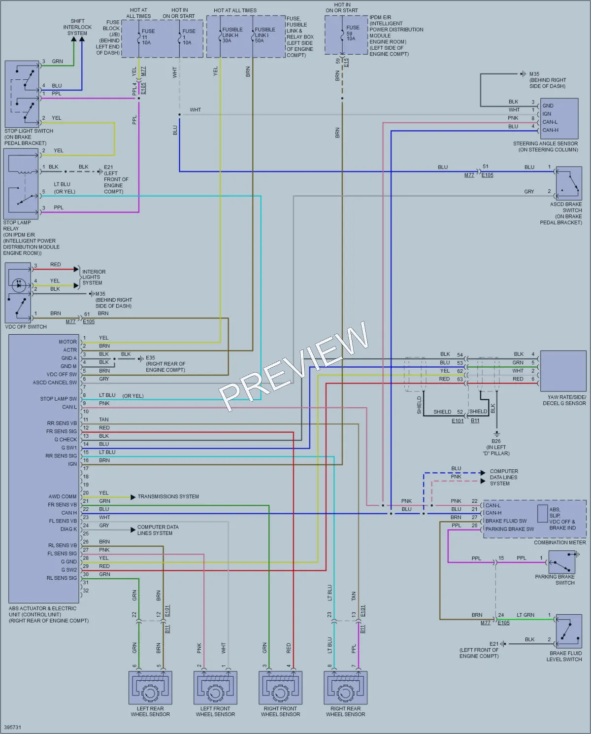 2013 Nissan Rogue Anti Lock Brakes wiring diagram preview