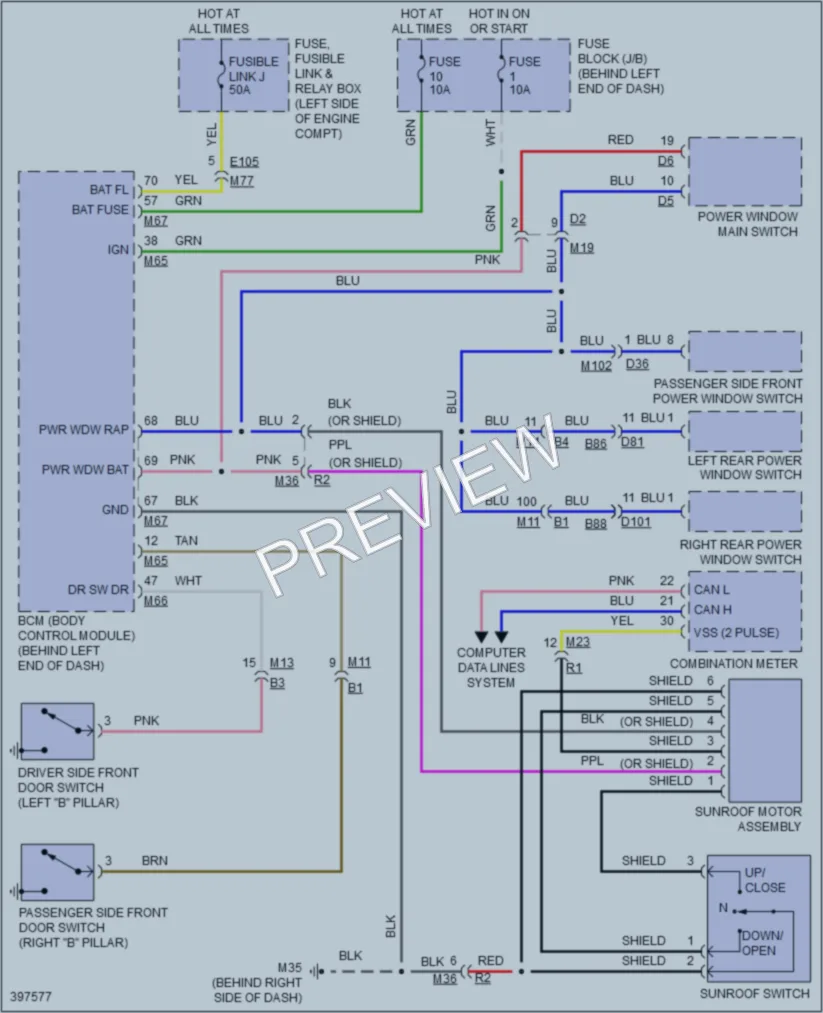 2013 Nissan Rogue Power Top Sunroof wiring diagram preview
