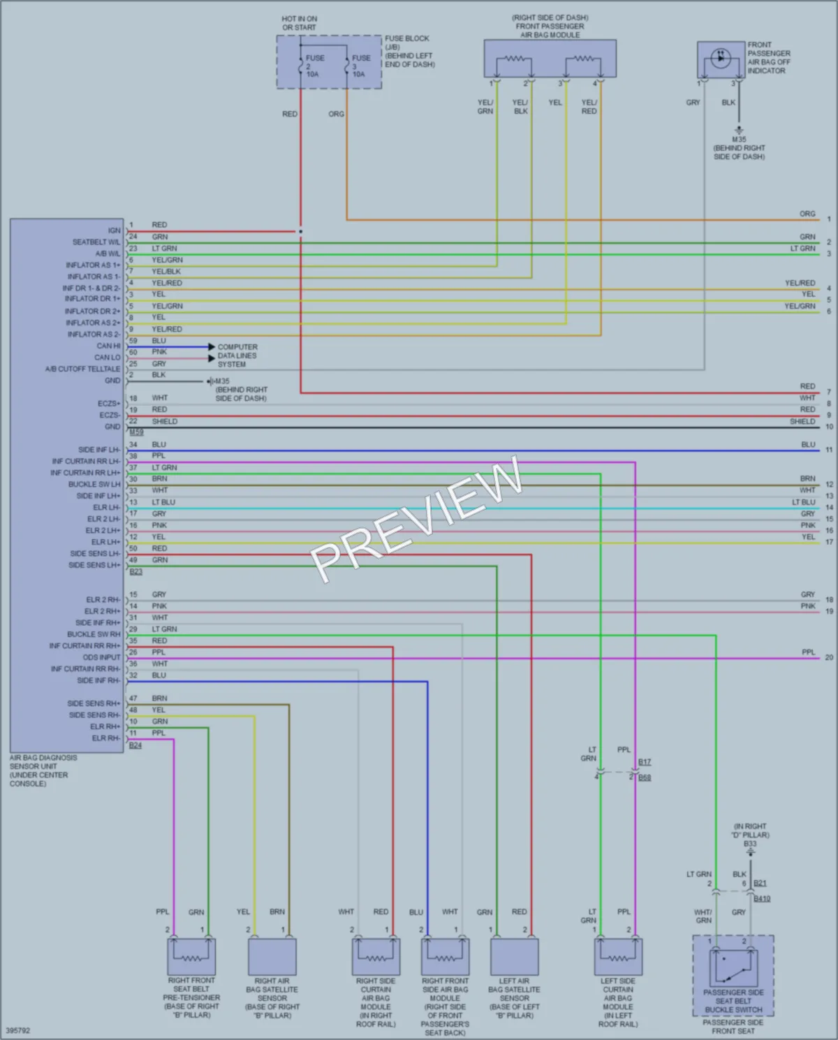 2013 Nissan Rogue Supplemental Restraints wiring diagram preview