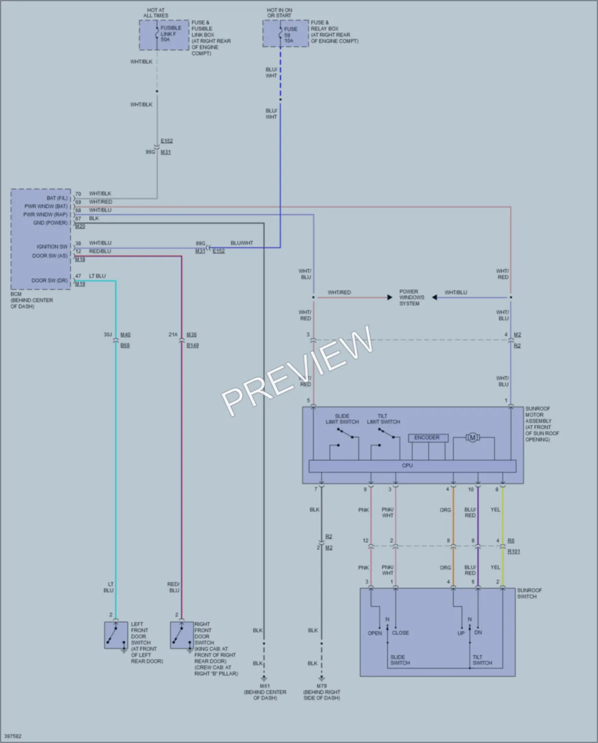 2013 Nissan Titan Power Top Sunroof wiring diagram preview