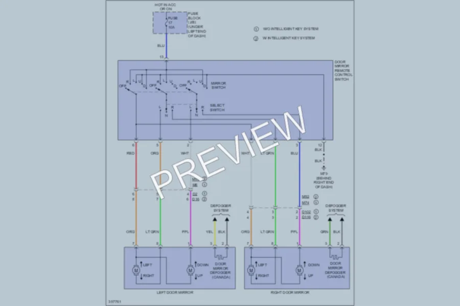2013 Nissan Versa Power Mirrors wiring diagram preview