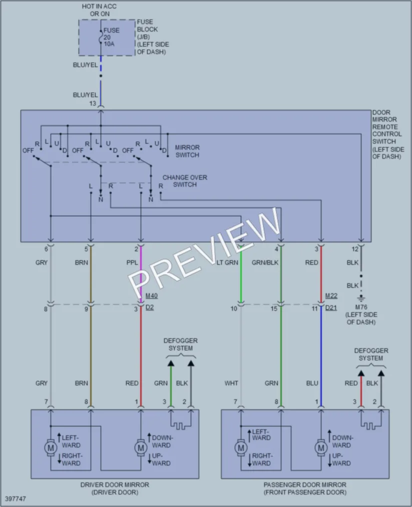 2013 Nissan cube Power Mirrors wiring diagram preview