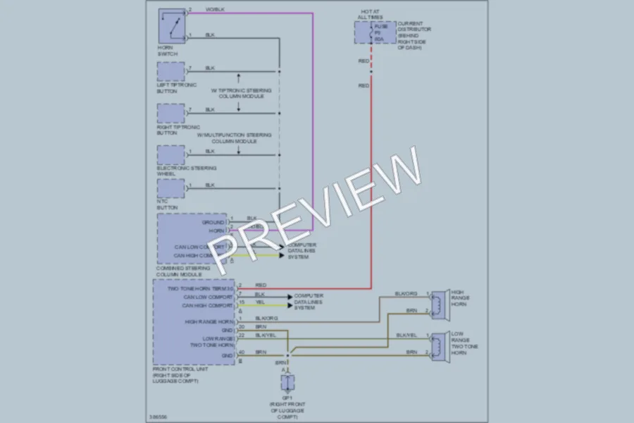 2013 Porsche 911 Horn wiring diagram preview