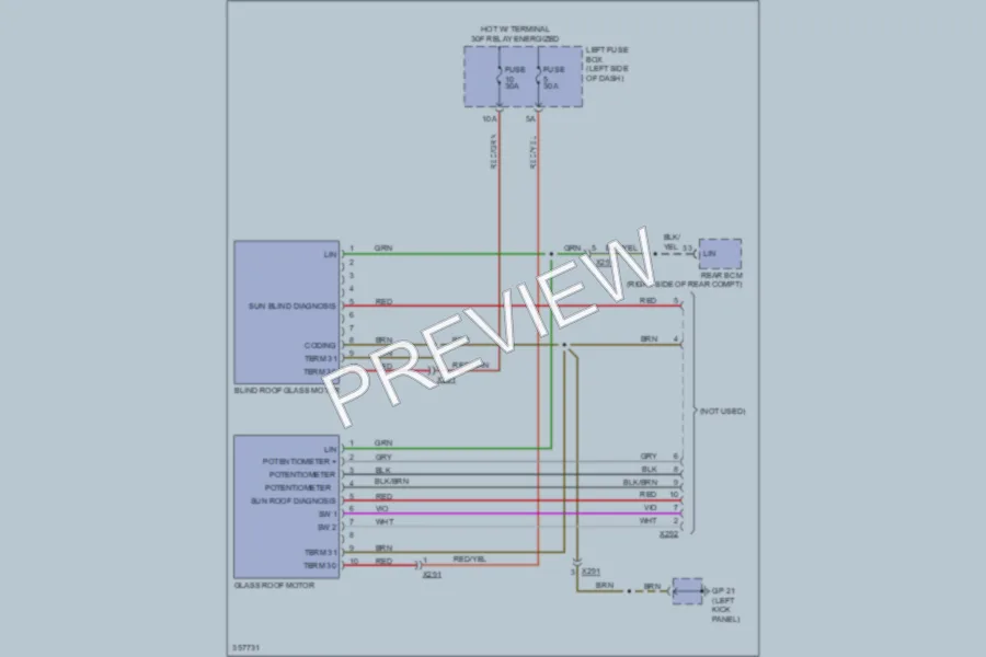2013 Porsche Cayenne Power Top Sunroof wiring diagram preview