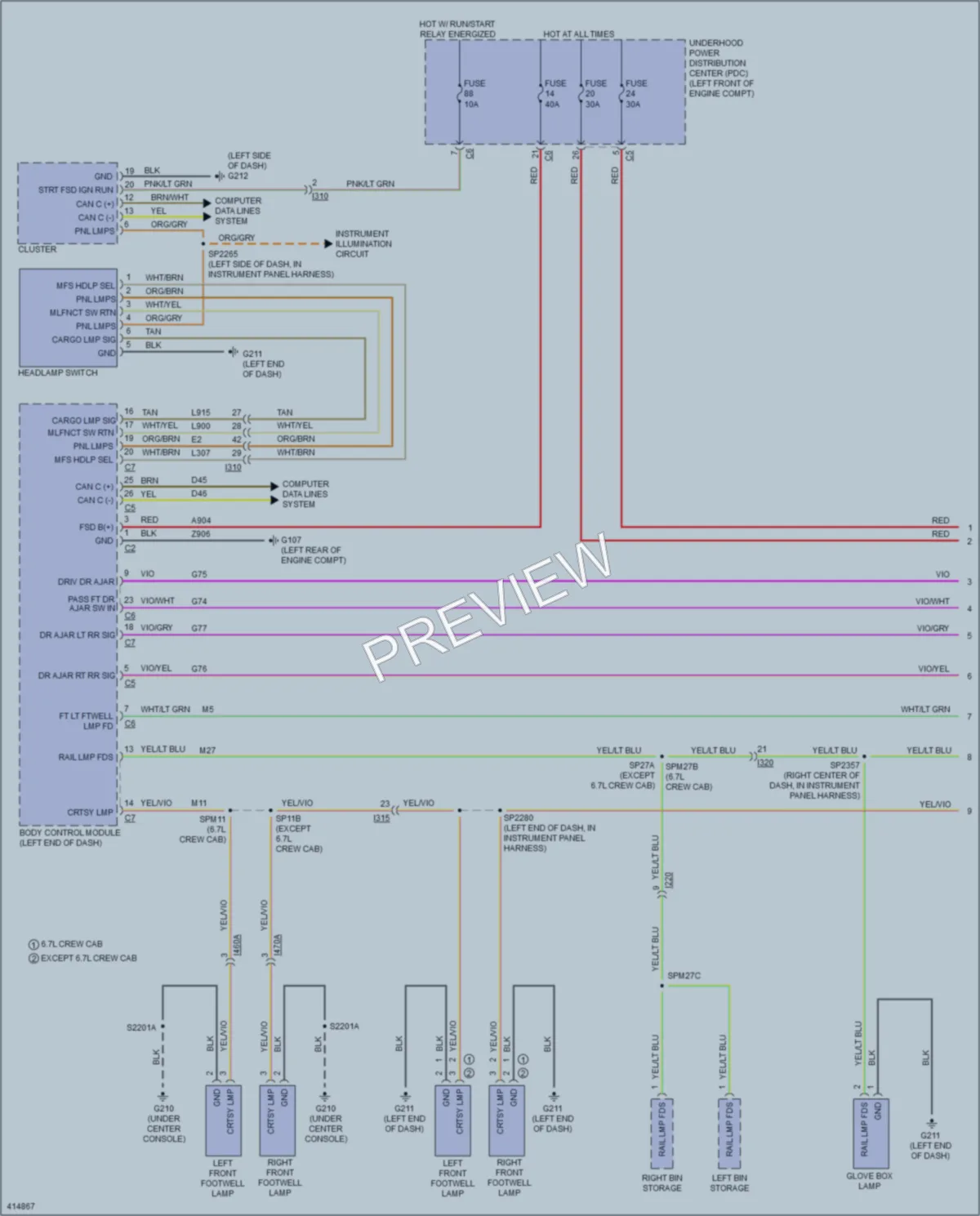 2013 Ram 1500Pickup Interior Lights wiring diagram preview