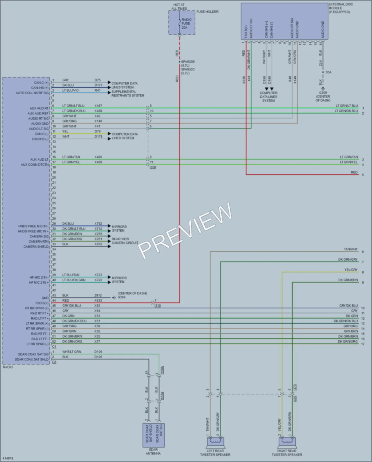 2013 Ram 1500Pickup Navigation wiring diagram preview