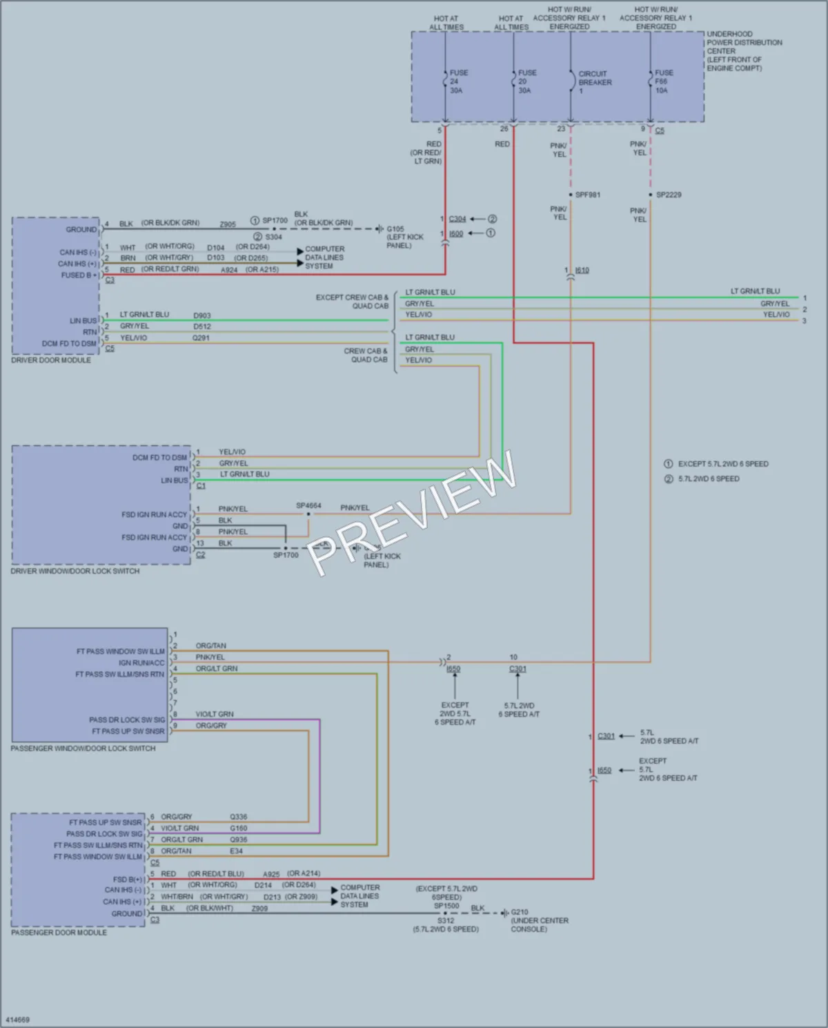 2013 Ram 1500Pickup Power Door Locks wiring diagram preview