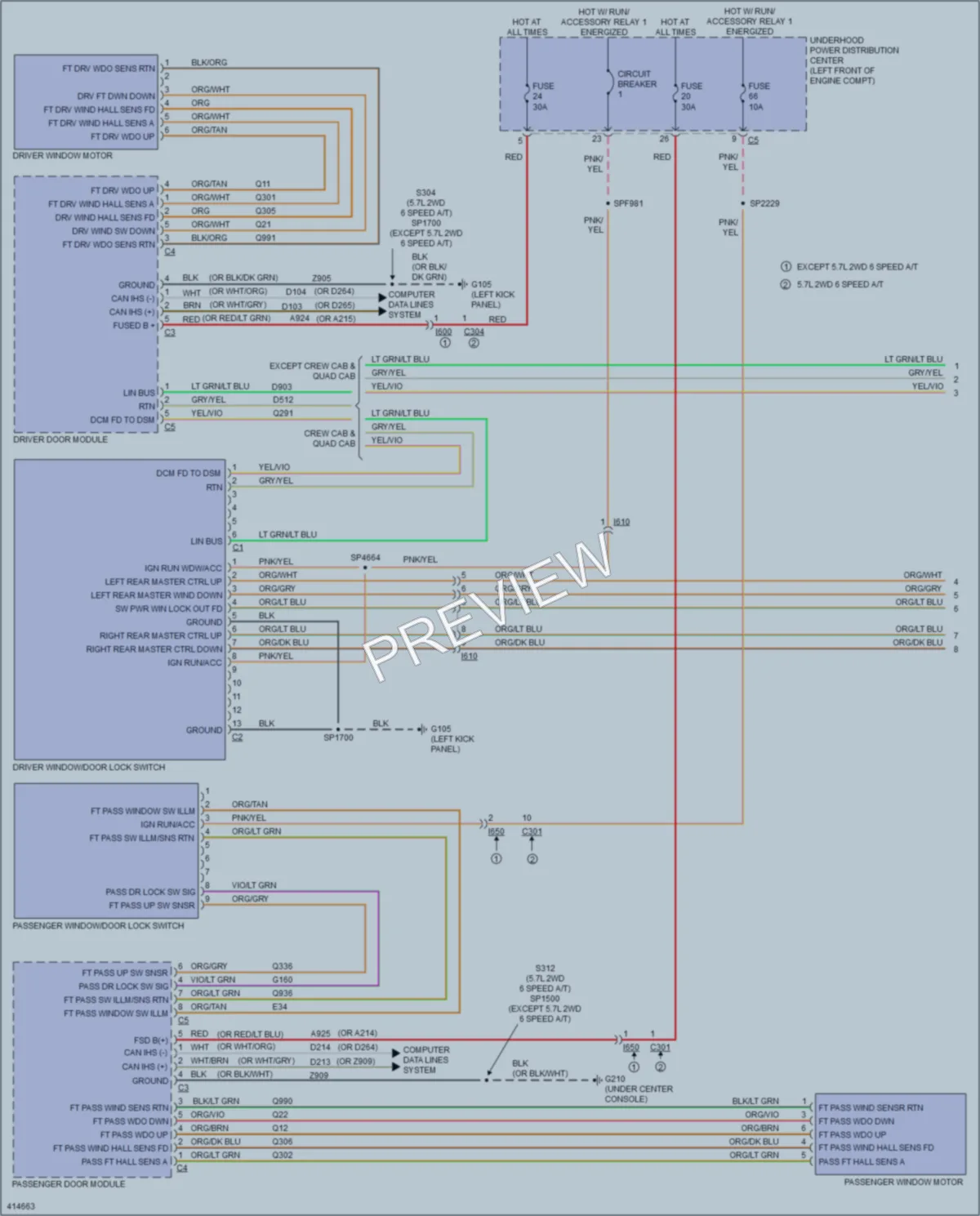 2013 Ram 1500Pickup Power Windows wiring diagram preview