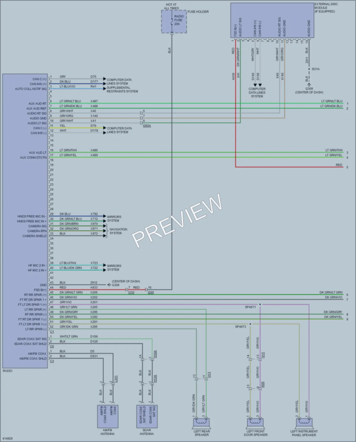 2013 Ram 1500Pickup Radio wiring diagram preview