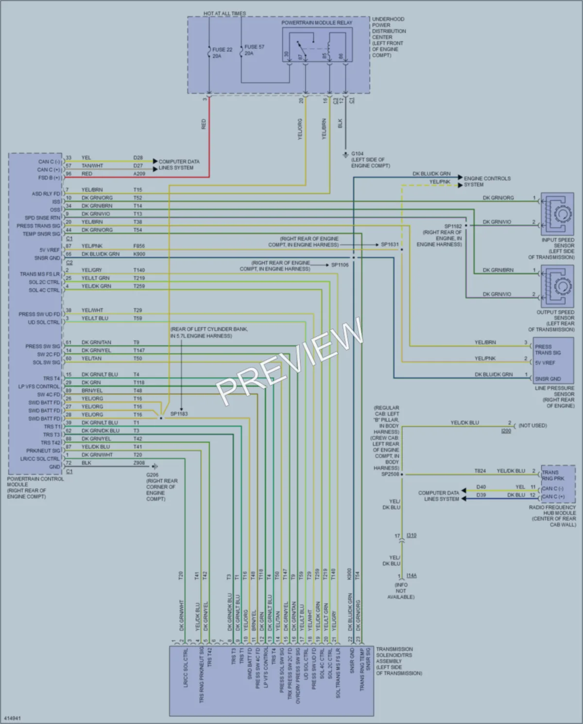 2013 Ram 1500Pickup Transmission wiring diagram preview