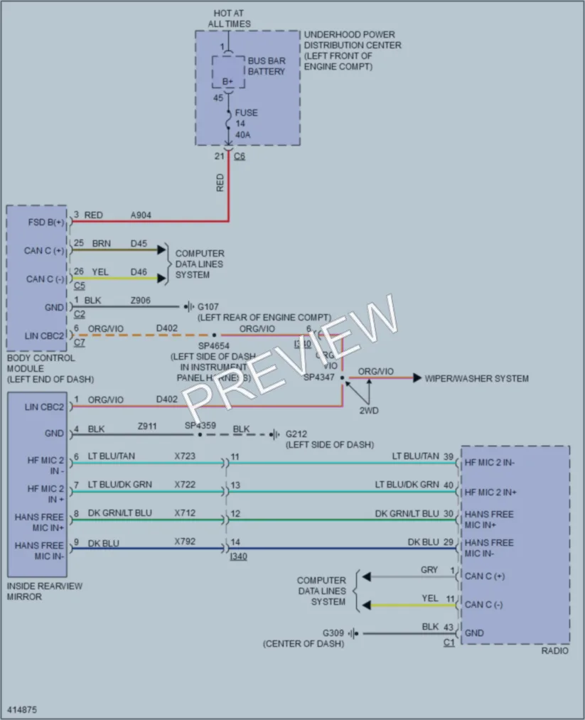 2013 Ram 2500Pickup Power Mirrors wiring diagram preview