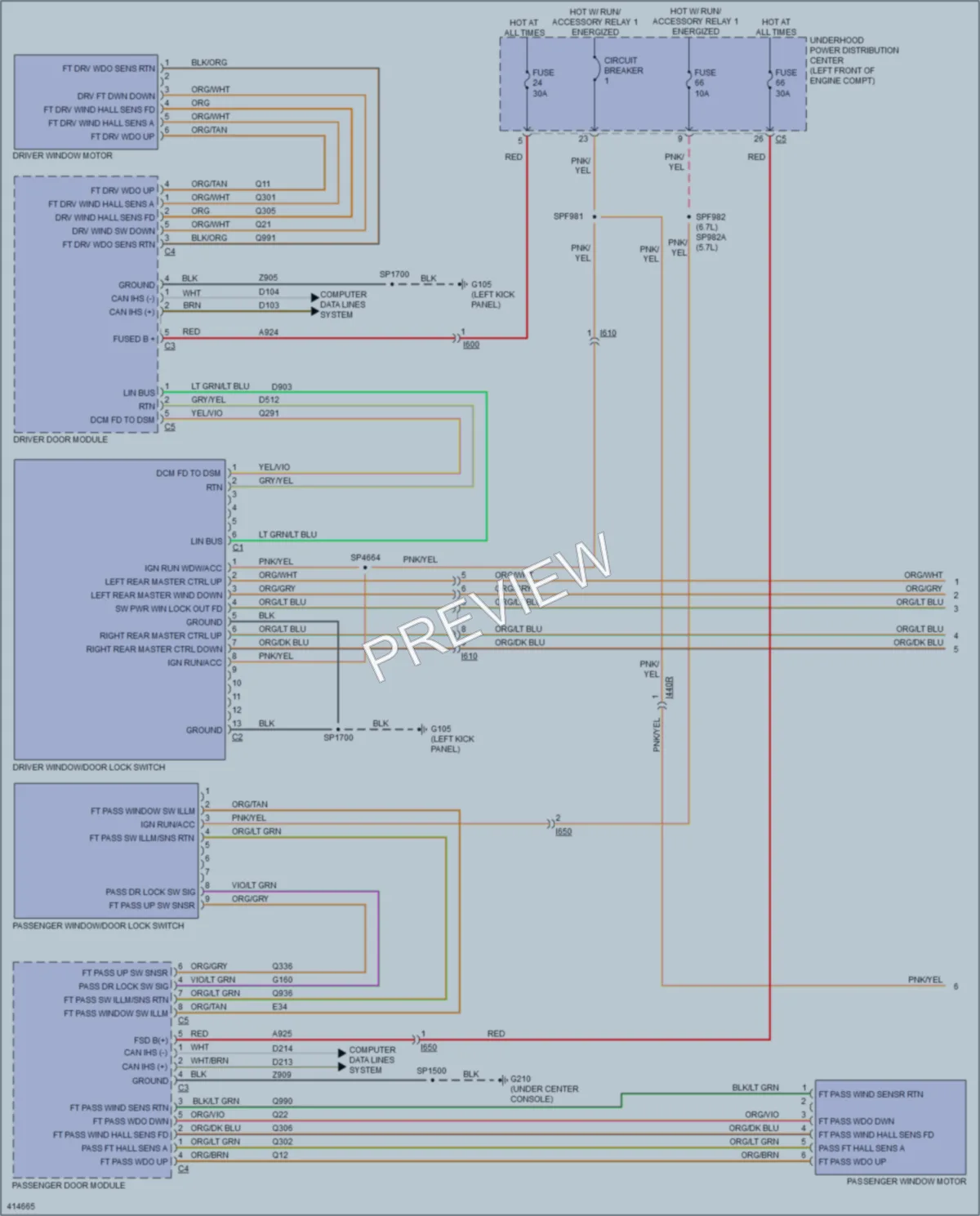 2013 Ram 2500Pickup Power Windows wiring diagram preview
