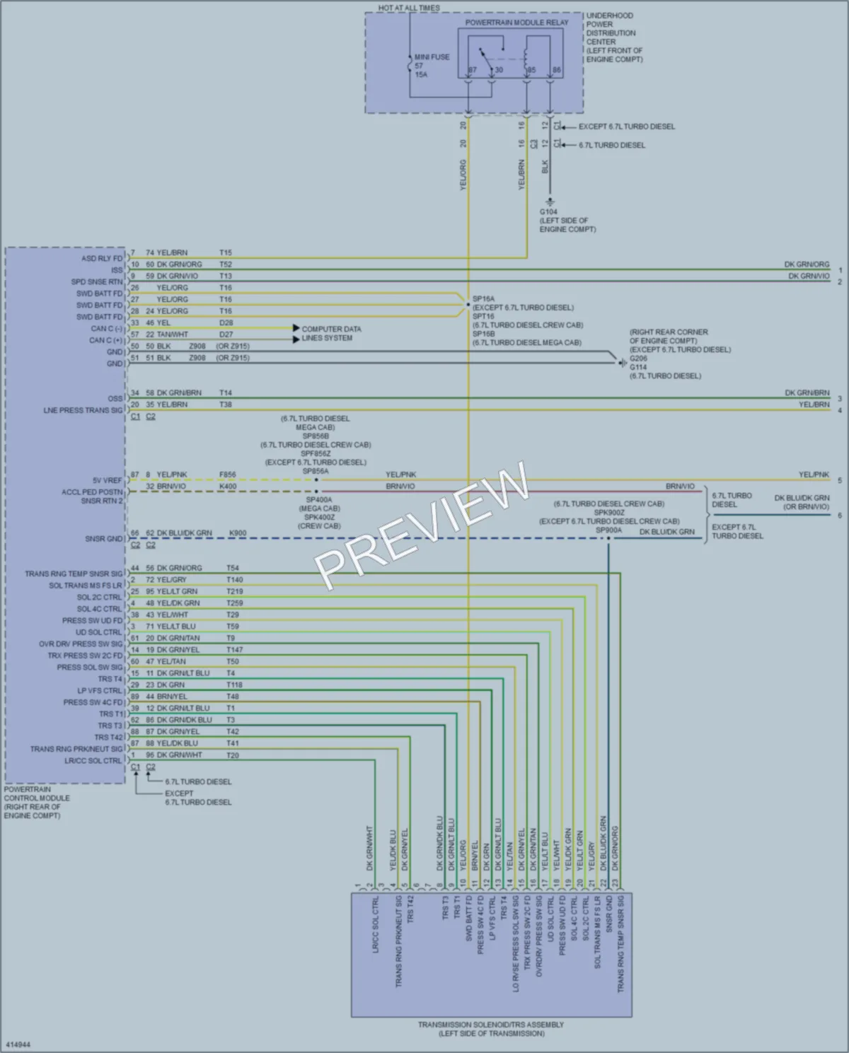 2013 Ram 2500Pickup Transmission wiring diagram preview