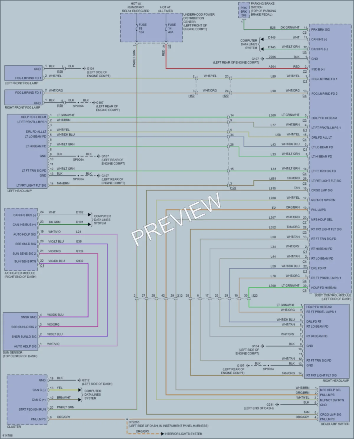 2013 Ram 3500Pickup Headlights wiring diagram preview