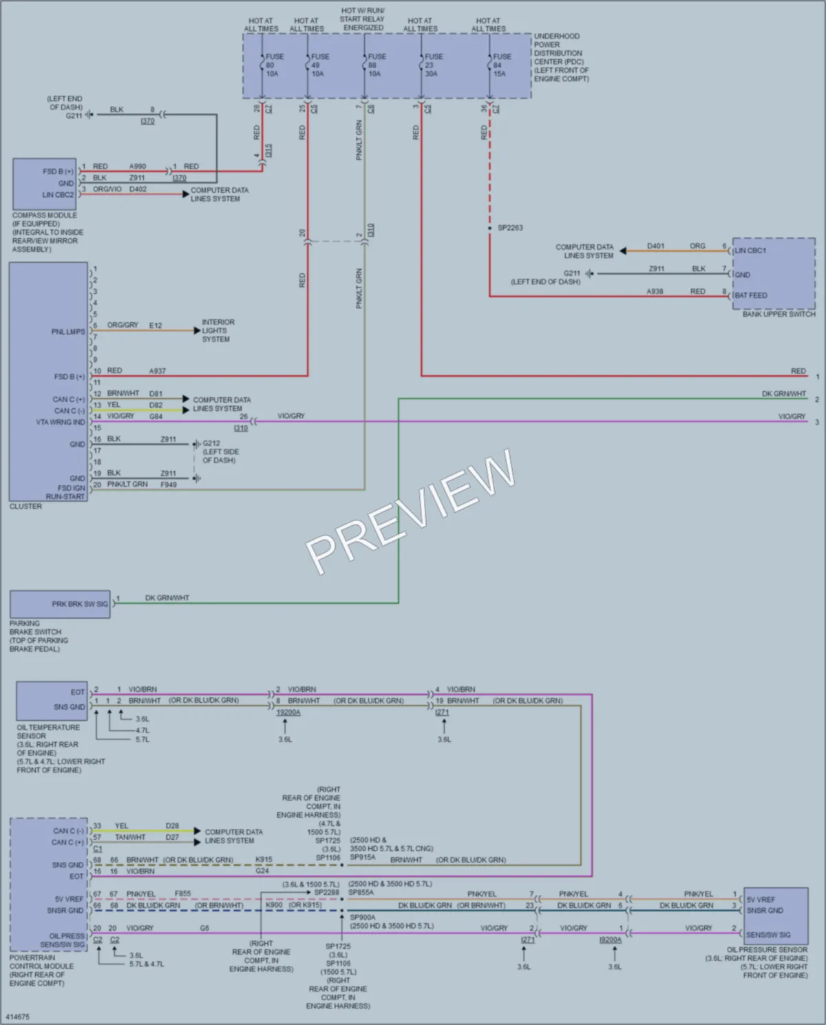 2013 Ram 3500Pickup Instrument Cluster wiring diagram preview