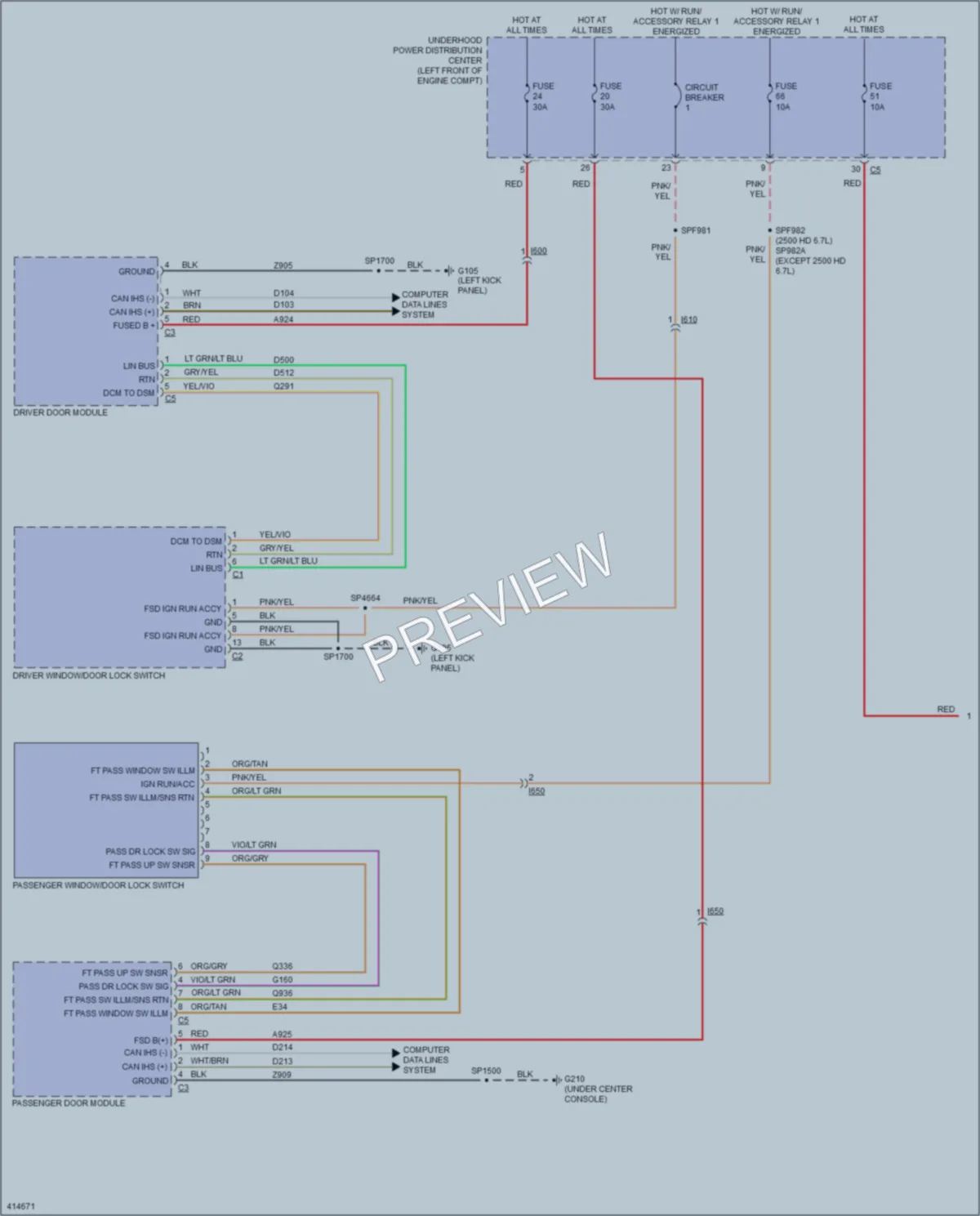 2013 Ram 3500Pickup Power Door Locks wiring diagram preview