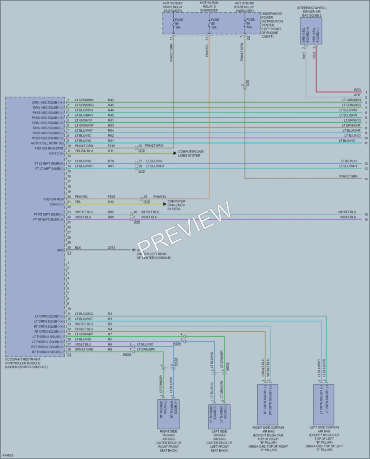 2013 Ram 3500Pickup Supplemental Restraints wiring diagram preview