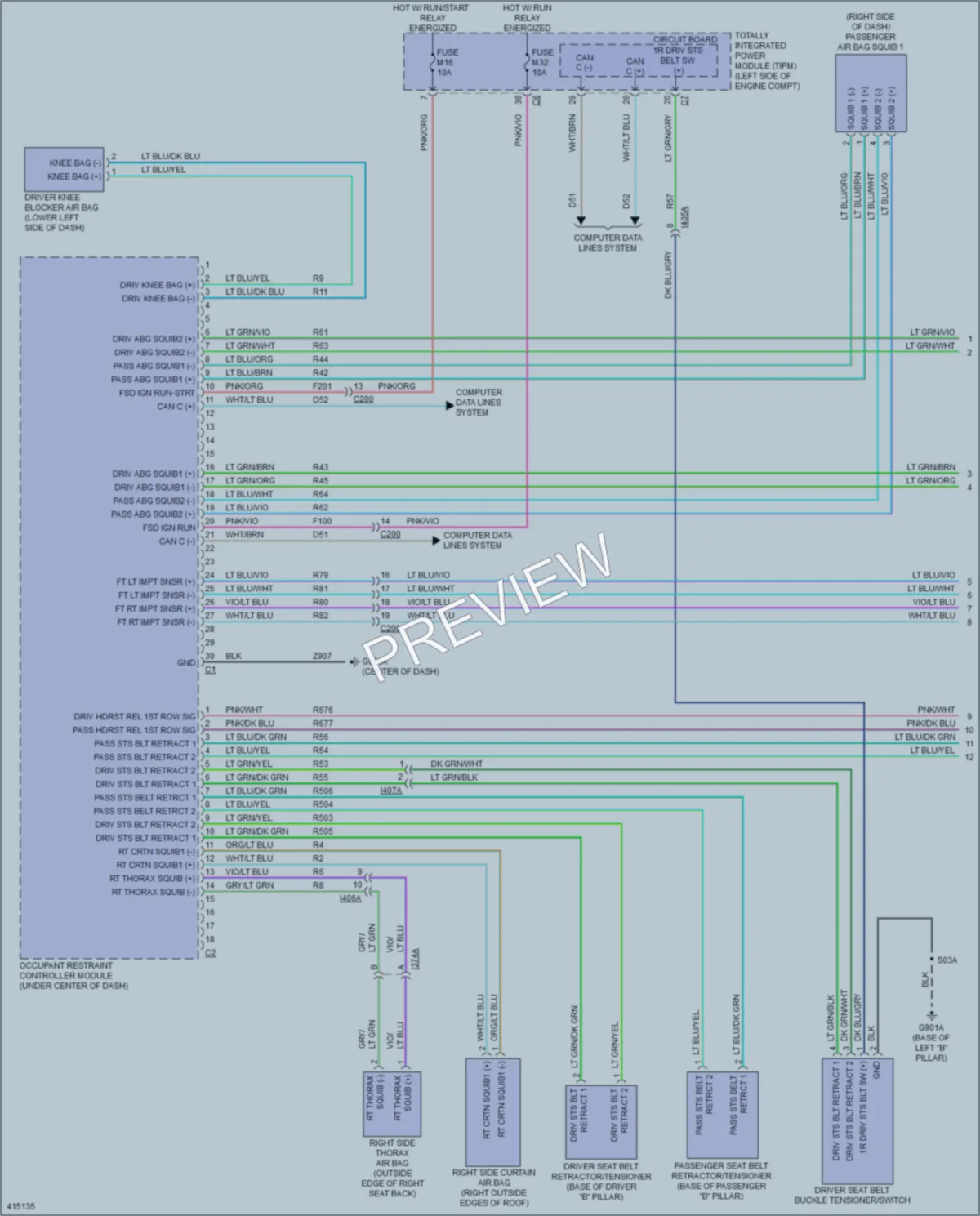 2013 Ram CV Supplemental Restraints wiring diagram preview