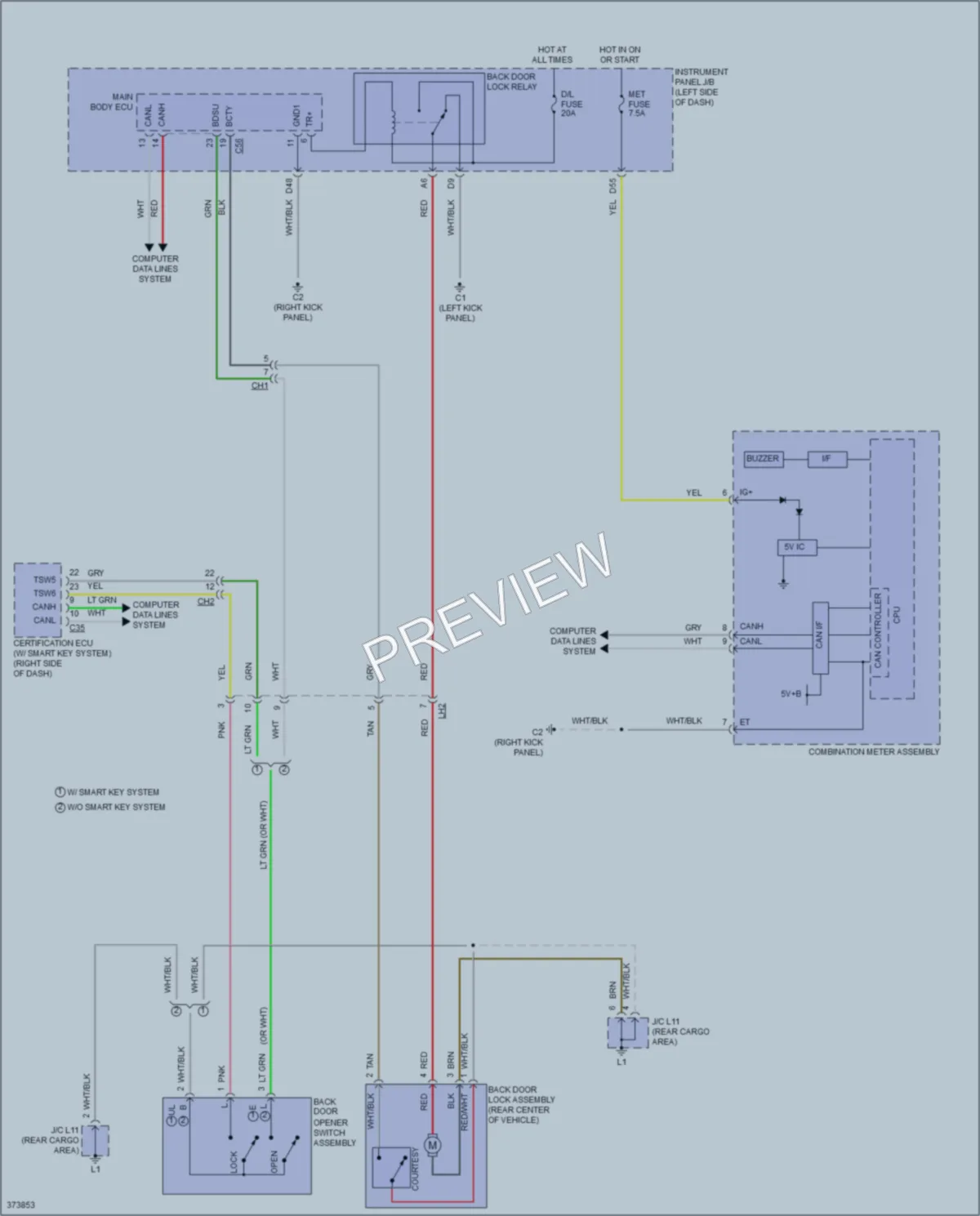 2013 Scion tC Trunk Tailgate Fuel Door wiring diagram preview