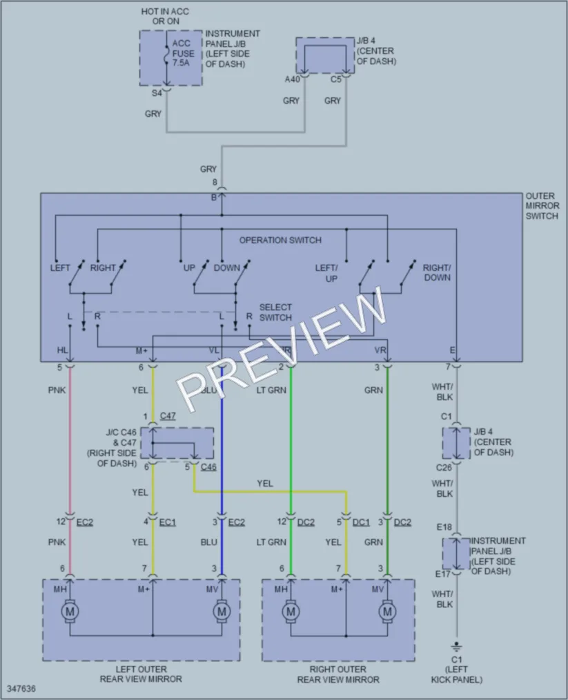 2013 Scion xB Power Mirrors wiring diagram preview
