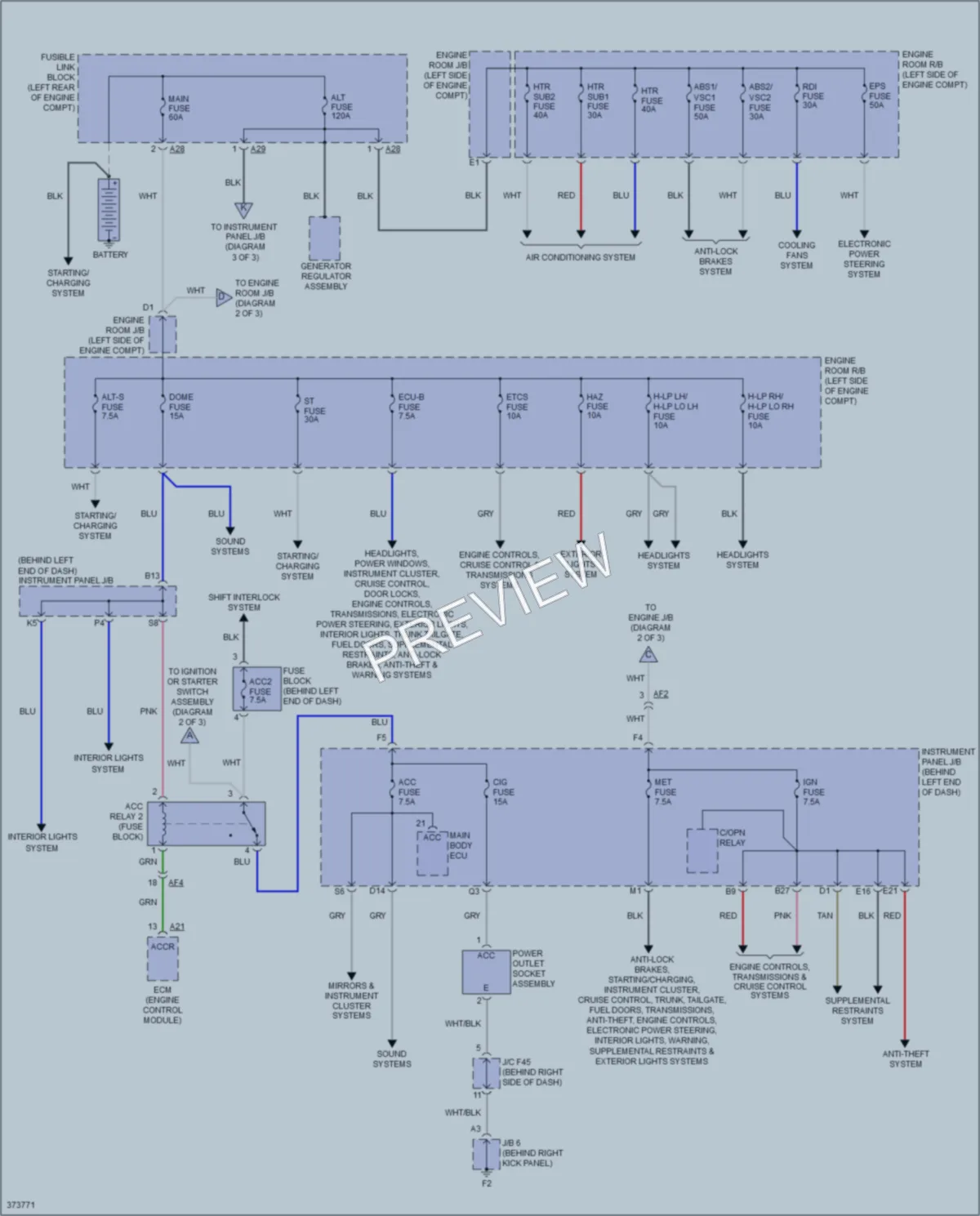 2013 Scion xD Power Distribution wiring diagram preview