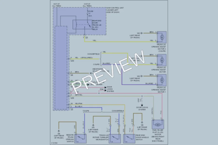 2013 Smart fortwoelectric Trunk Tailgate Fuel Door wiring diagram preview