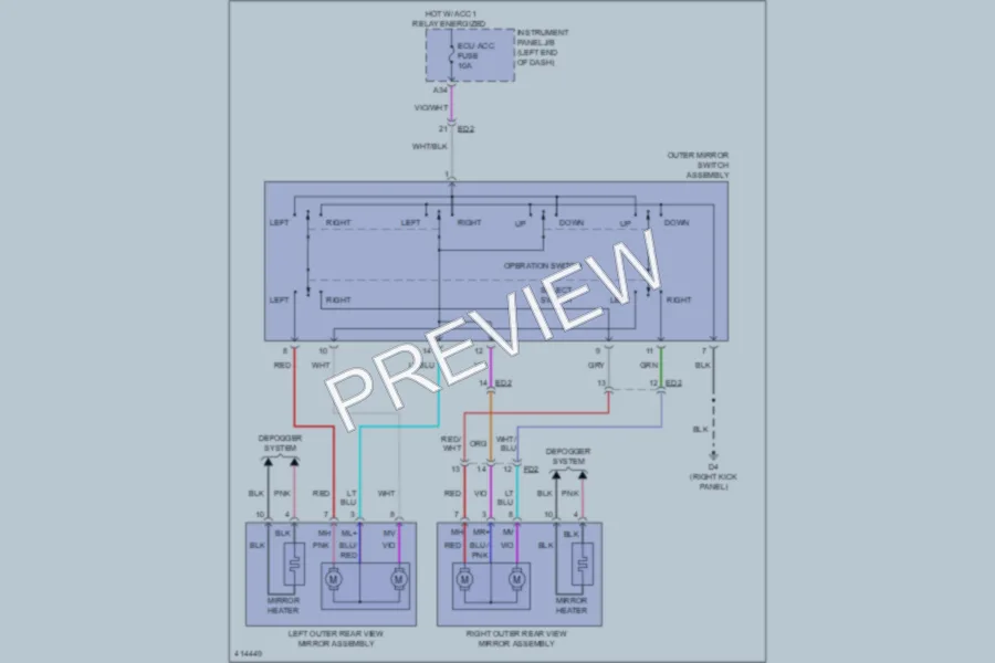 2013 Subaru BRZ Power Mirrors wiring diagram preview