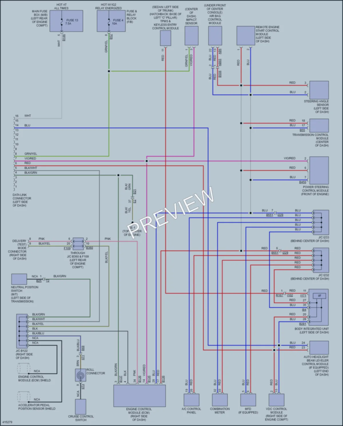 2013 Subaru 2.0L Eng Computer Data Lines wiring diagram preview