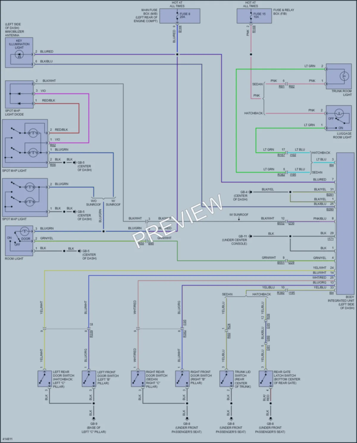 2013 Subaru 2.0L Eng Interior Lights wiring diagram preview
