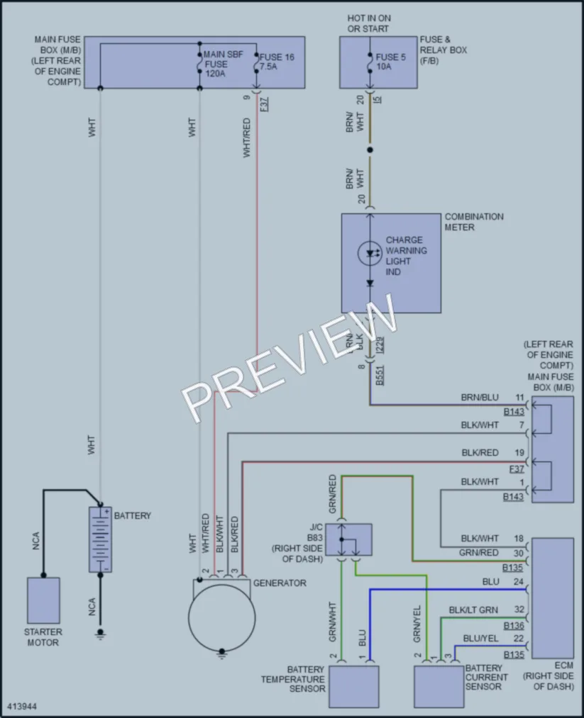 2013 Subaru 2.0L Eng Starting Charging wiring diagram preview