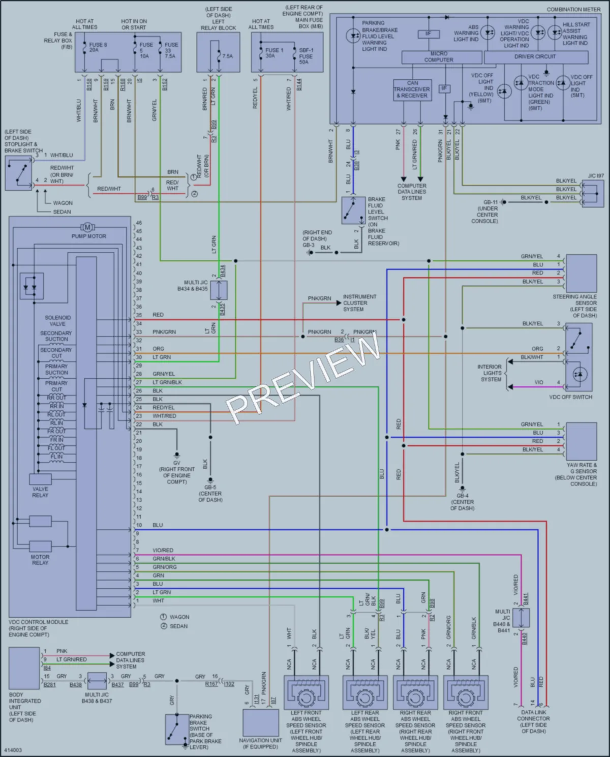 2013 Subaru 2.5L Eng Anti Lock Brakes wiring diagram preview