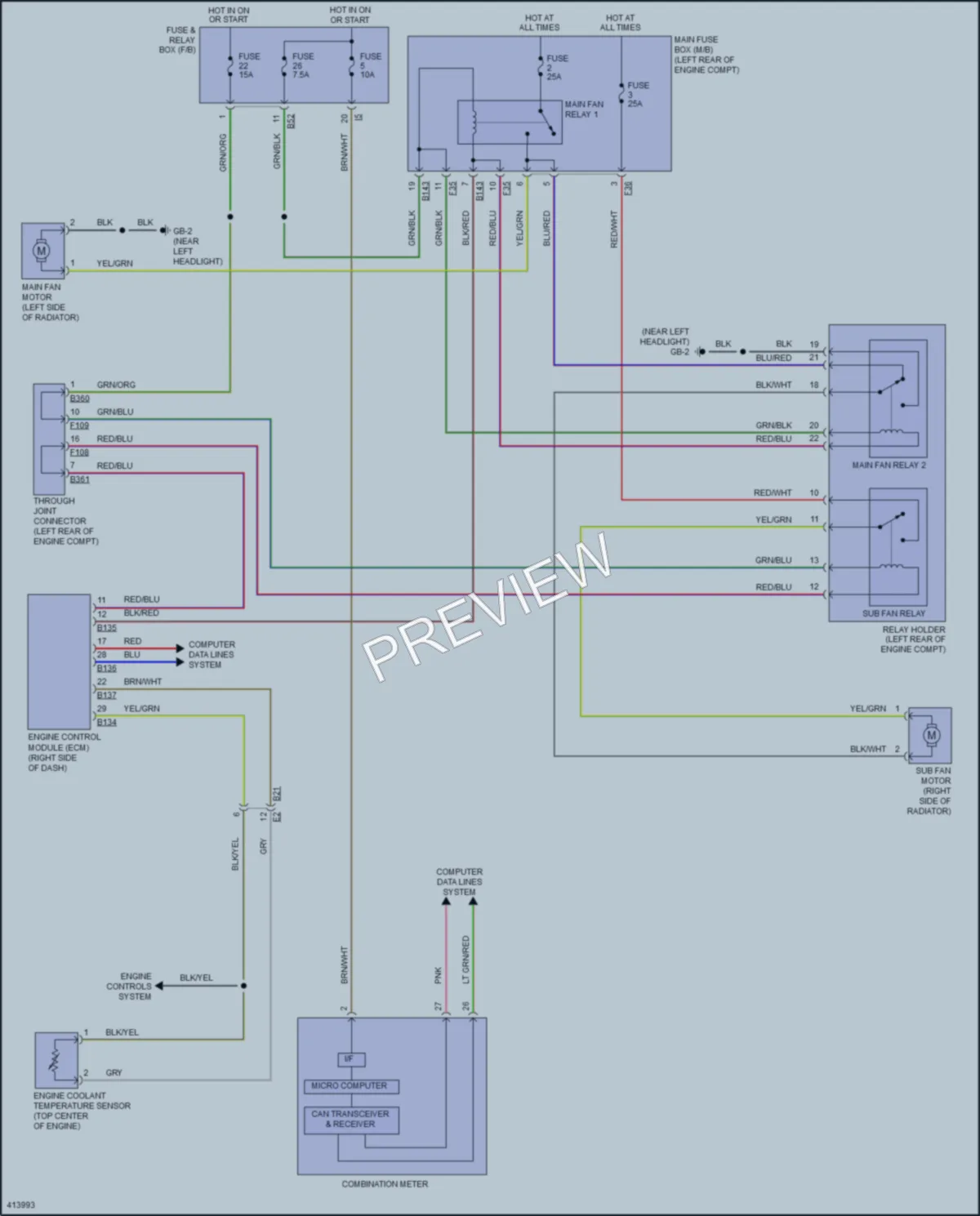 2013 Subaru 2.5L Eng Cooling Fan wiring diagram preview