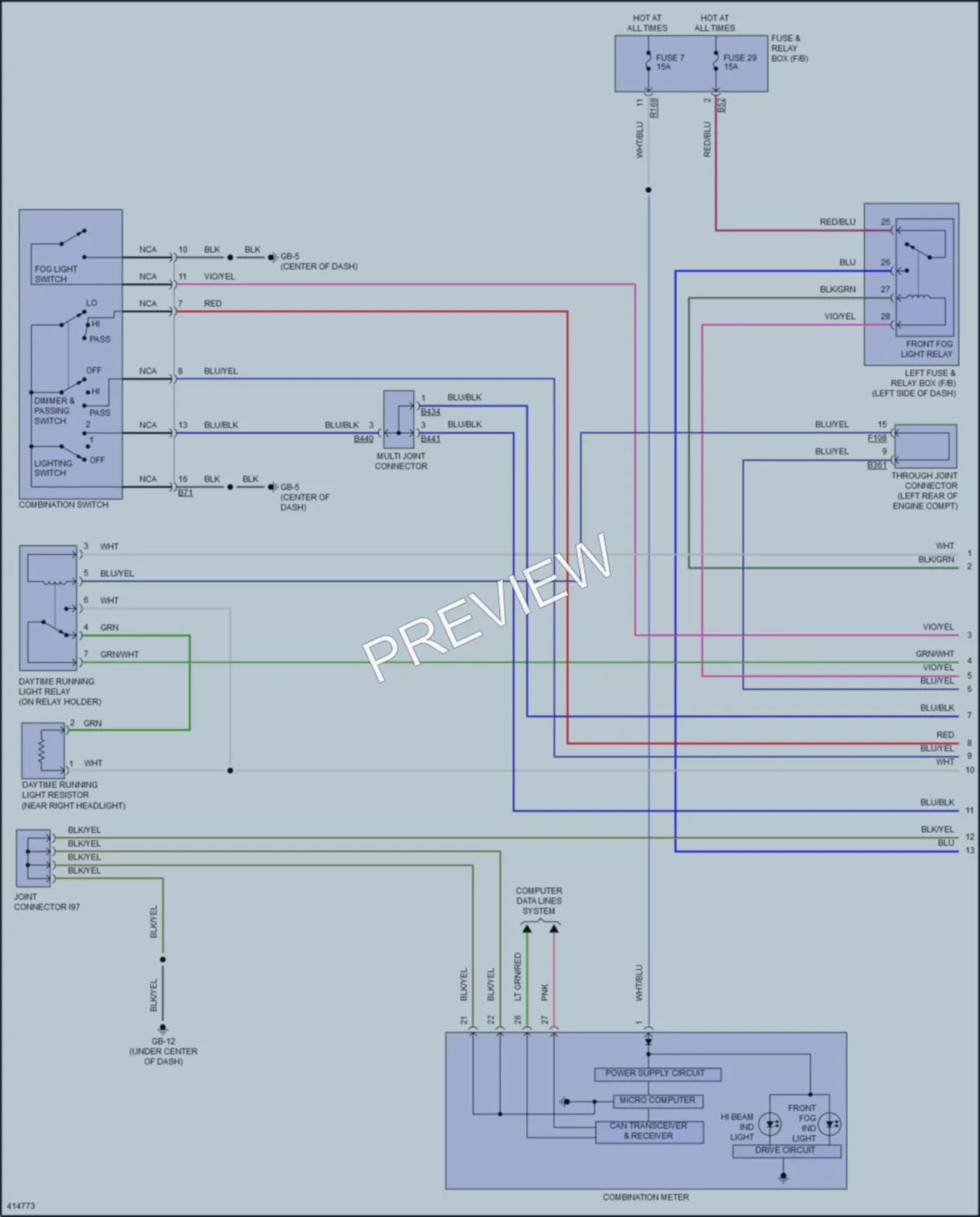 2013 Subaru 2.5L Eng Headlights wiring diagram preview