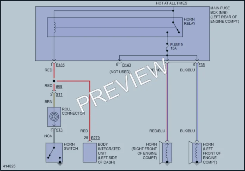 2013 Subaru 2.5L Eng Horn wiring diagram preview