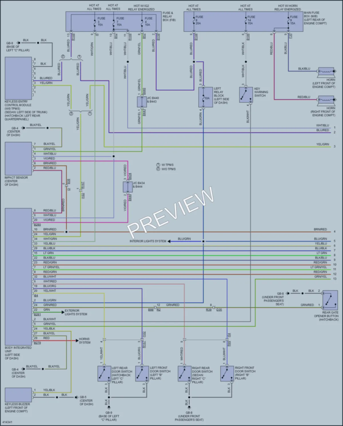 2013 Subaru 2.5L Eng Power Door Locks wiring diagram preview