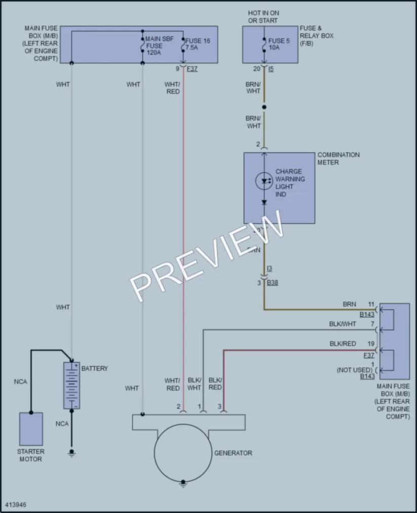 2013 Subaru 2.5L Eng Starting Charging wiring diagram preview