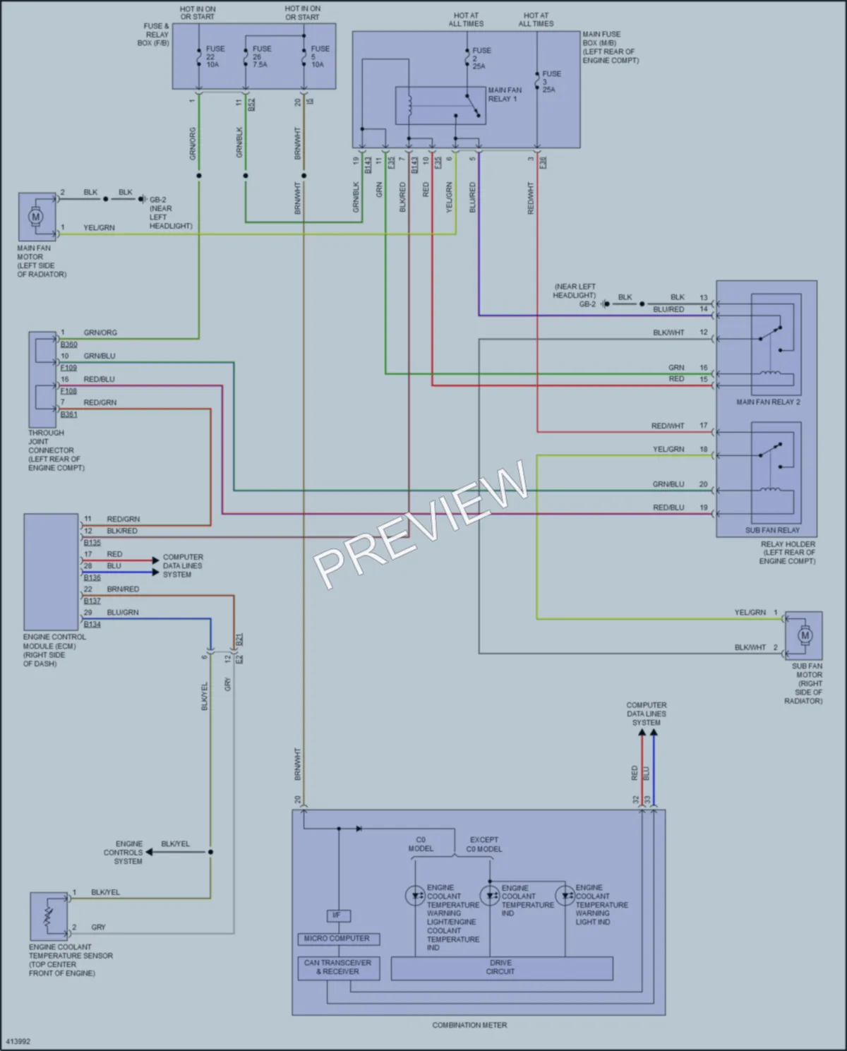 2013 Subaru 2.0L Eng Cooling Fan wiring diagram preview