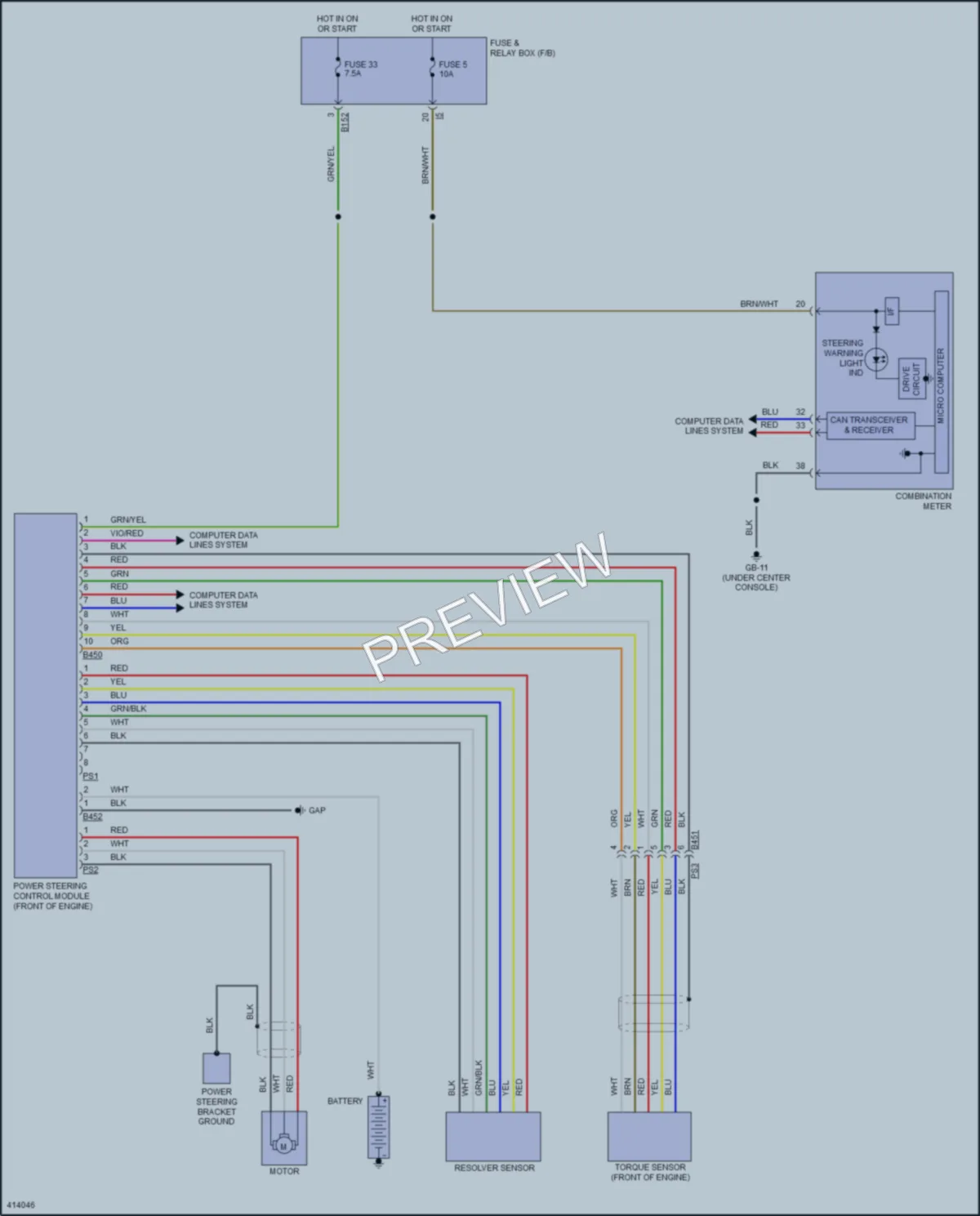 2013 Subaru 2.0L Eng Electronic Power Steering wiring diagram preview