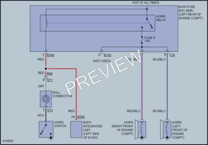 2013 Subaru 2.0L Eng Horn wiring diagram preview